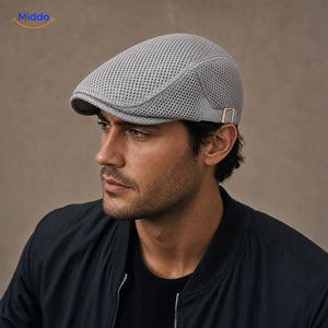Casual Flat Cap™ | Effortless Style, Every Day in Light gray, worn by a model