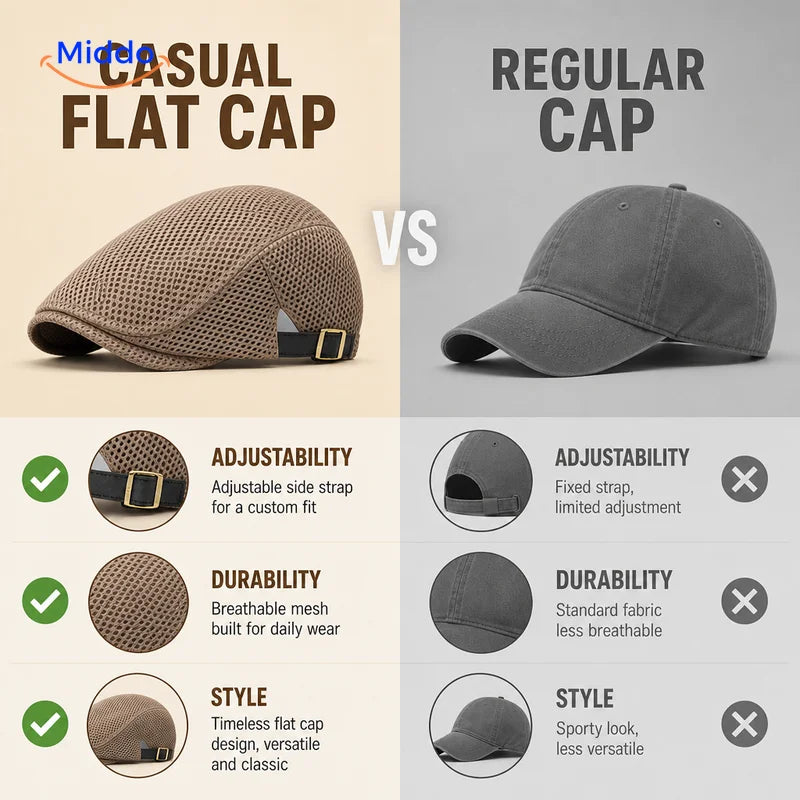 Casual Flat Cap vs regular cap comparison