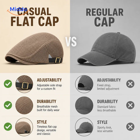 Casual Flat Cap vs regular cap comparison