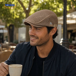 Casual Flat Cap in a relaxed cafe setting