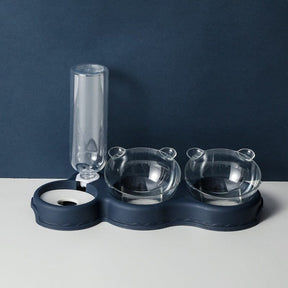 TripleFeeder 3-in-1 cat feeding tray with separate compartments for food, water, and snacks.