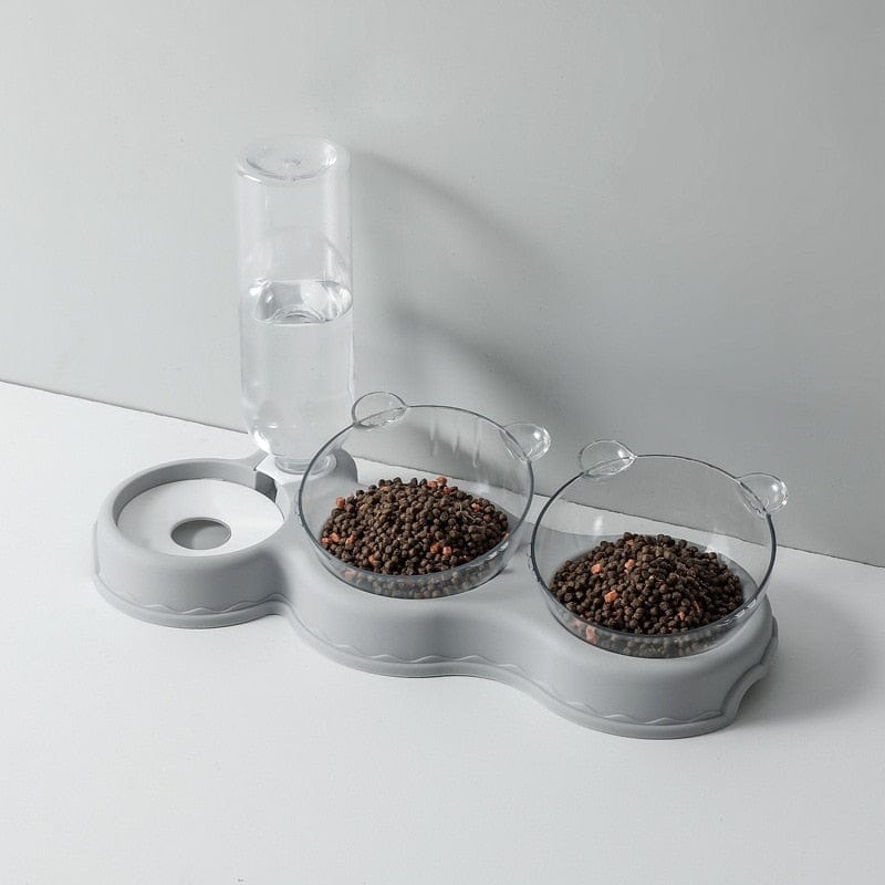 TripleFeeder cat feeding tray in gray color option.