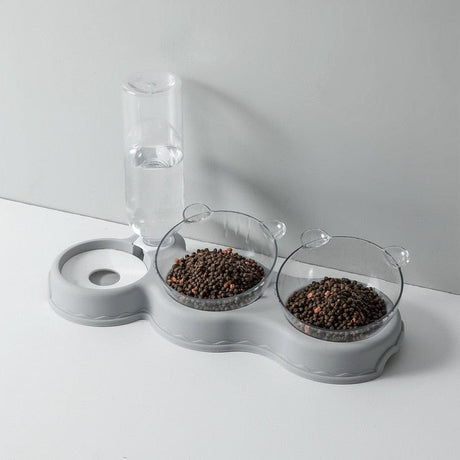 TripleFeeder cat feeding tray in gray color option.