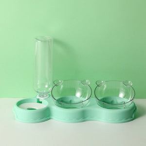 TripleFeeder cat feeding tray in green color option.