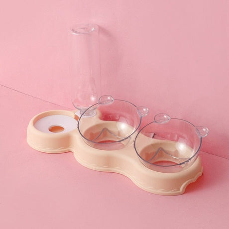 TripleFeeder cat feeding tray in pink color option.