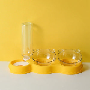 TripleFeeder cat feeding tray in yellow color option.