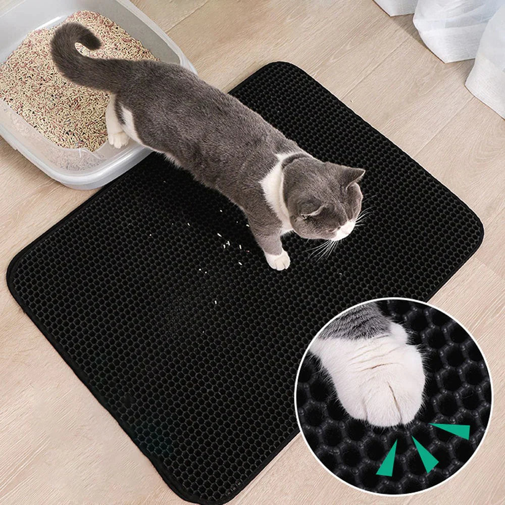 Waterproof anti-slip cat litter mat for easy litter box containment