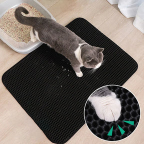 Waterproof anti-slip cat litter mat for easy litter box containment