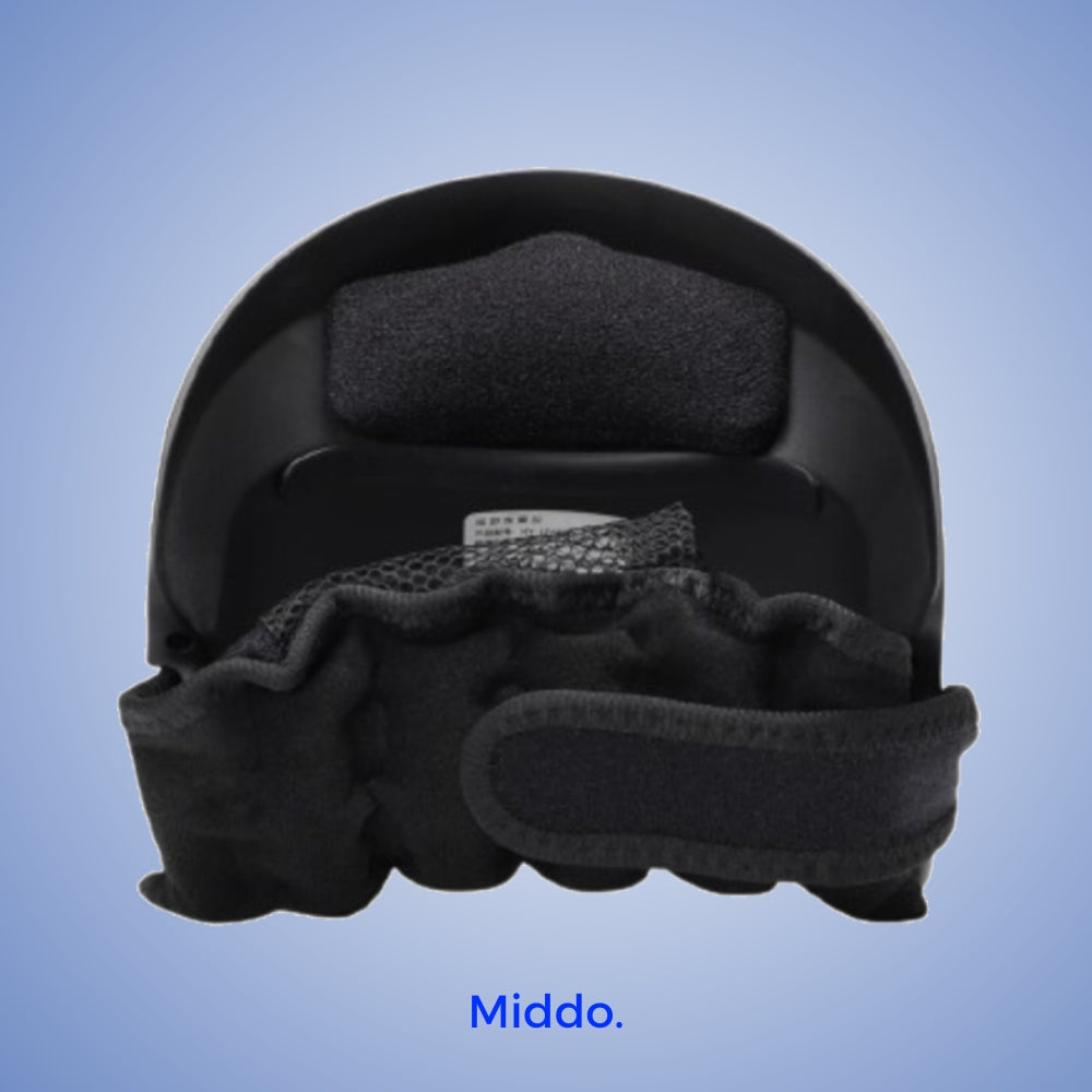 Back view of neck massager showing integrated headrest support design.