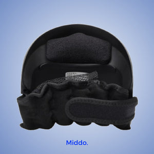 Back view of neck massager showing integrated headrest support design.