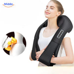 Deep kneading massage for neck and back combined with infrared heat therapy.