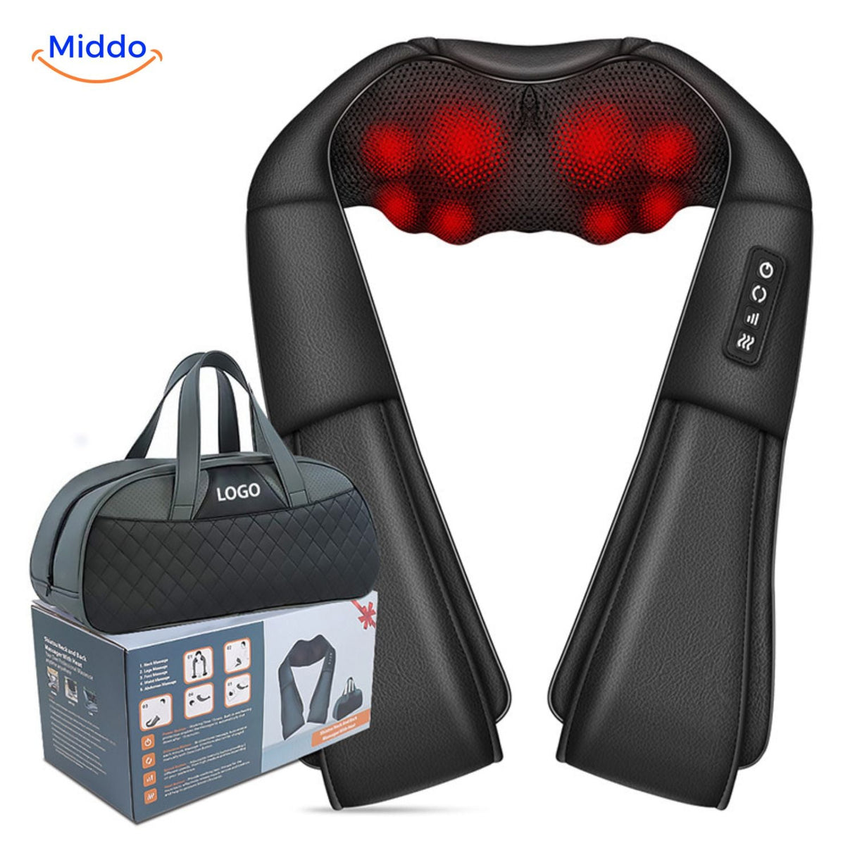 Portable neck and shoulder massager with ergonomic design and deep kneading technology.