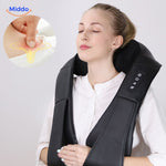Rotating neck and shoulder massage heads with deep kneading functionality.