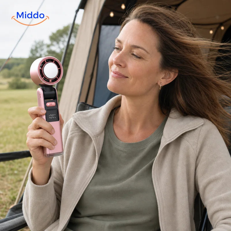 ChillFlow fan in use at a campsite