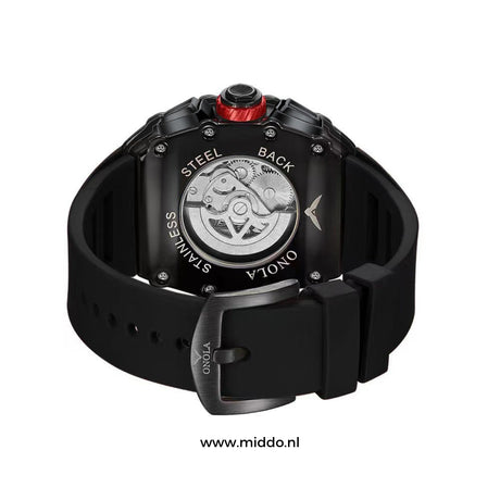 Premium men's chronograph watch in lifestyle setting and use.