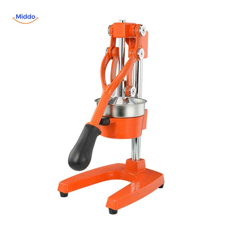 Citripress orange-colored manual citrus juicer perfect for all citrus fruit types.