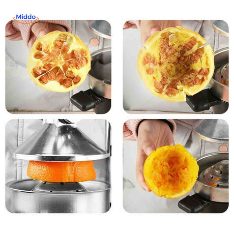 Citripress manual press demonstrating maximum juice extraction from fruit.