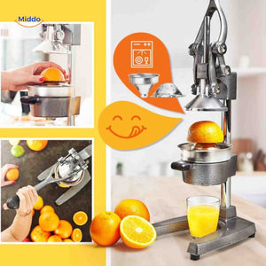Citripress with removable strainer bowl for easy cleaning and juice collection.