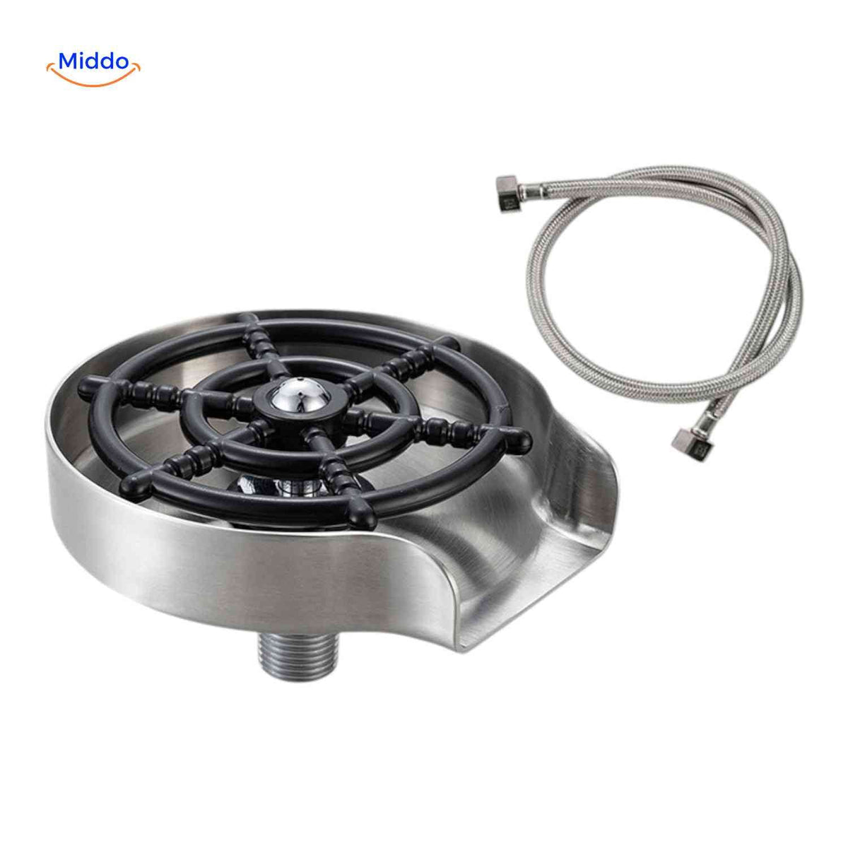 CleanTap stainless steel glass rinser with connector