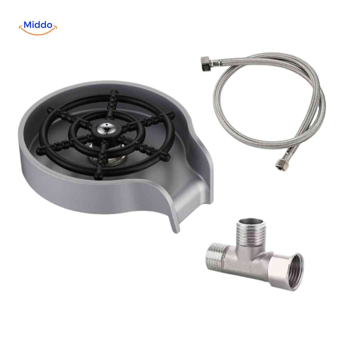 CleanTap black glass rinser with connector