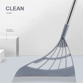 CLEANX all-in-one broom with adjustable silicone mop head for sweeping and floor cleaning.