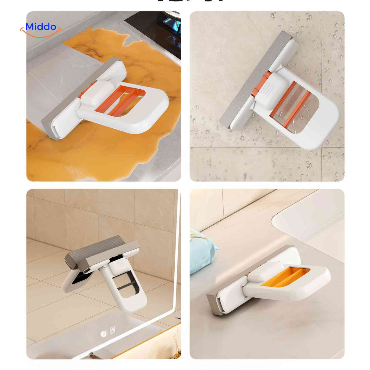 Cleanzy mop mirror-scrubbing function leaves glass surfaces clean and streak-free.