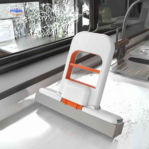 Cleanzy foldable mop for kitchen sink and floor cleaning with self-wringing bucket.