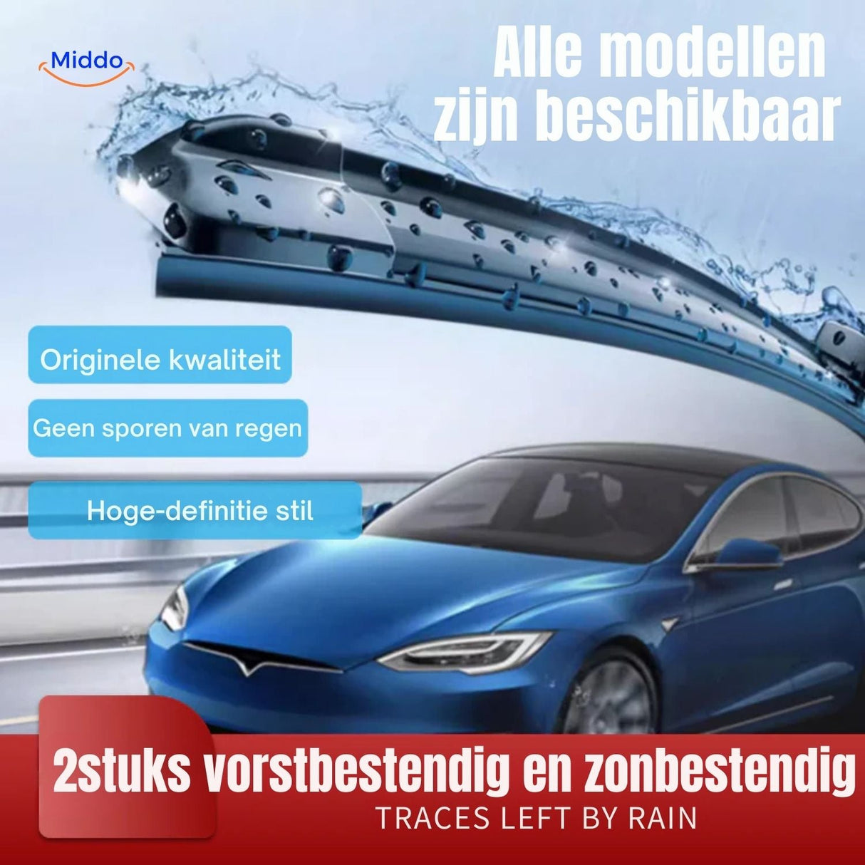 ClearGlide universal wiper compatible with Tesla and most vehicle models.