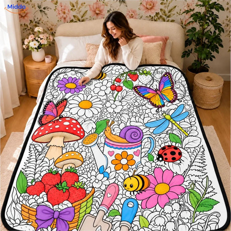 ColorFlow coloring blanket - Flowers and Garden Animals