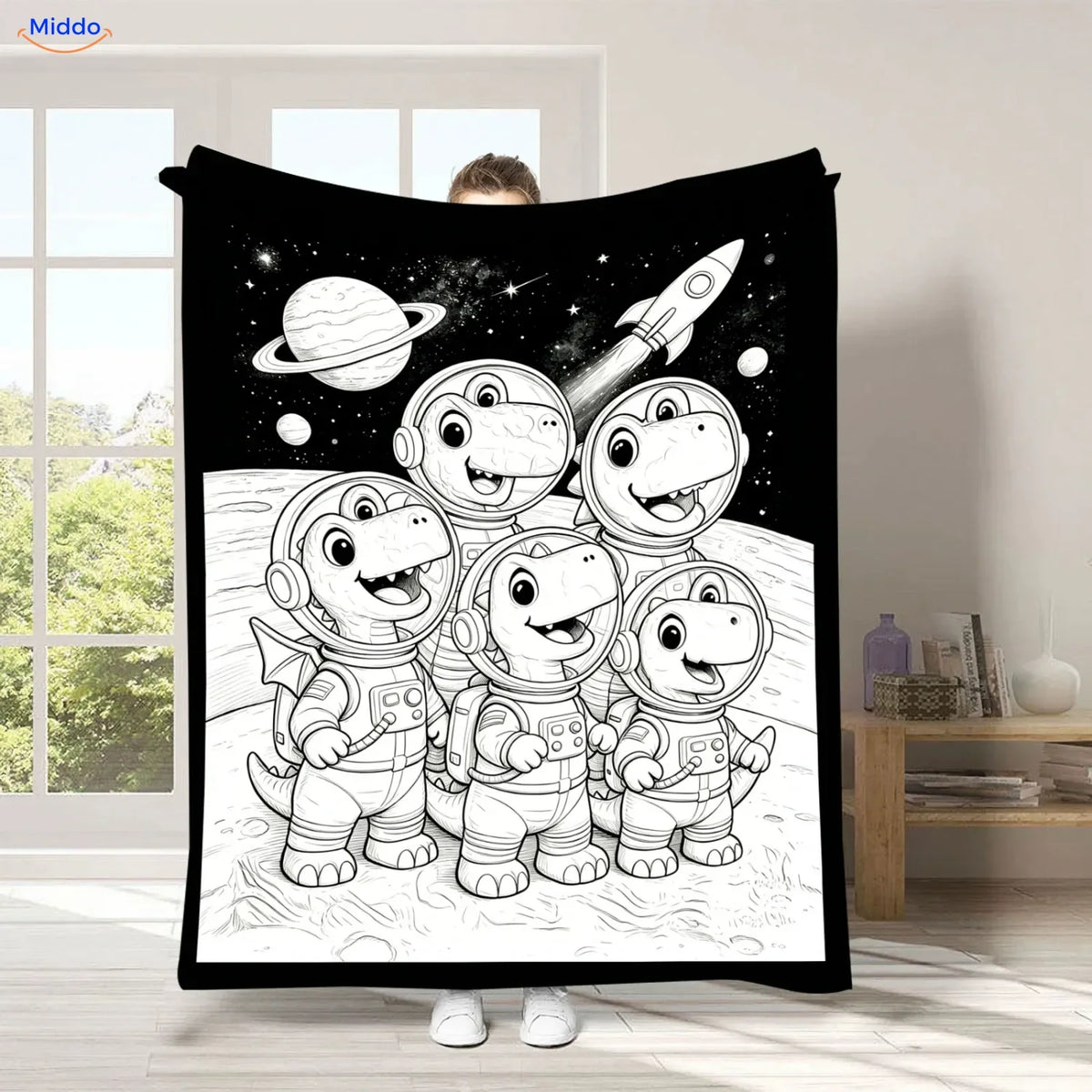 ColorFlow coloring blanket - Dinosaurs in Space
