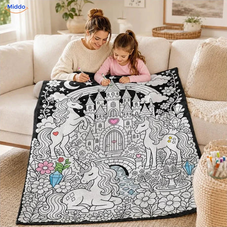 ColorFlow coloring blanket - Unicorns by the Castle