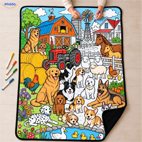 ColorFlow coloring blanket - Dogs on the Farm
