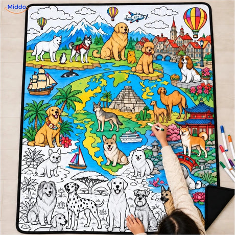 ColorFlow coloring blanket - Dogs Around the World