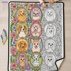 ColorFlow coloring blanket - Dog Portraits with Flowers