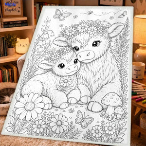 ColorFlow coloring blanket - Highland Cow and Calf