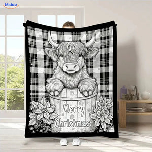 ColorFlow coloring blanket - Highland Cow Christmas Greeting