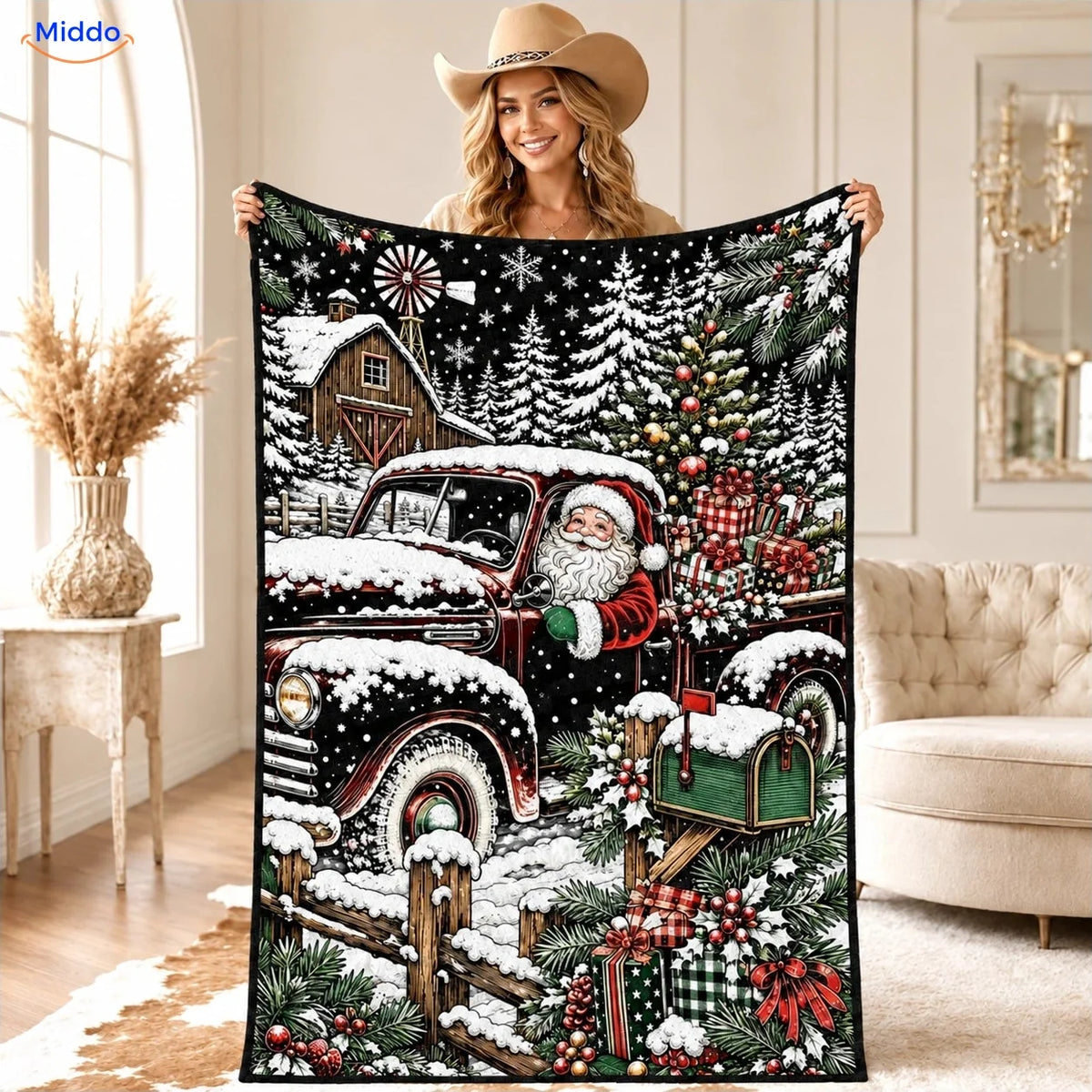 ColorFlow coloring blanket - Santa in the Pickup Truck