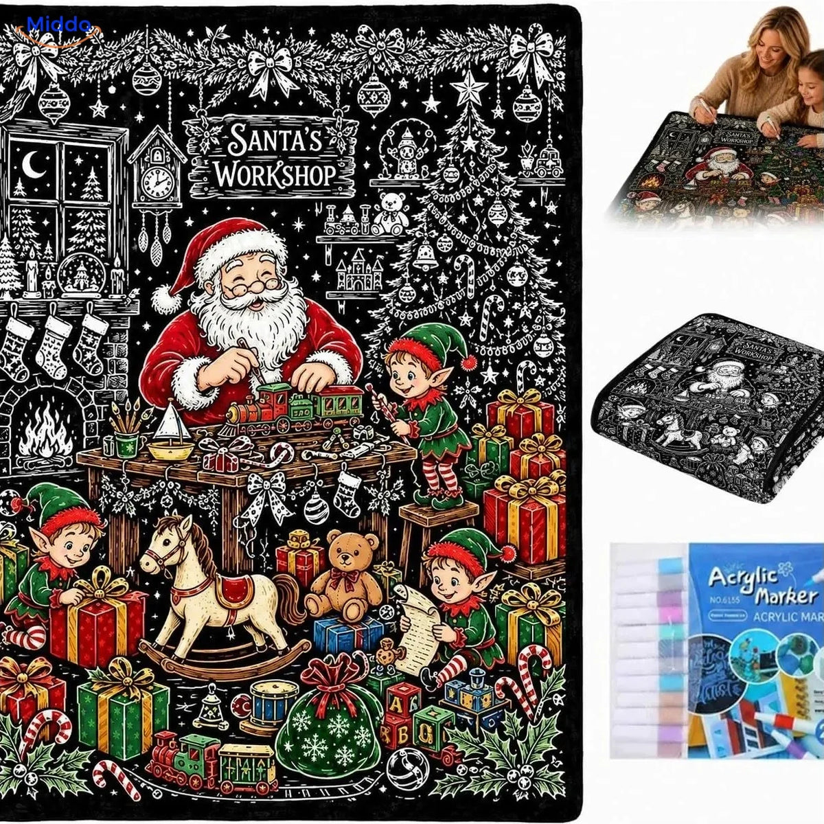 ColorFlow coloring blanket - Santa’s Workshop