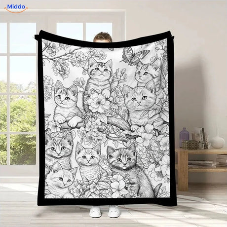 ColorFlow coloring blanket - Kittens Among Flowers