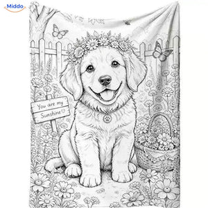 ColorFlow coloring blanket - Puppy with Flowers