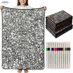 ColorFlow coloring blanket - Cheerful Doodle Characters