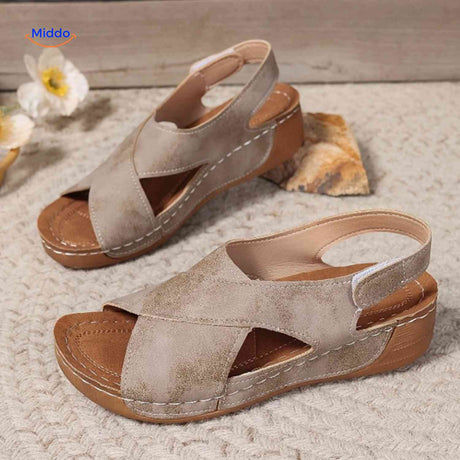 Soft slip-on orthopedic sandals with cushioned sole for easy comfort support.