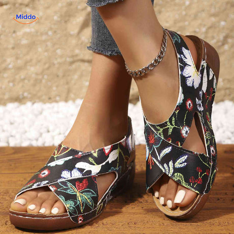 Comfortable orthopedic sandals with flexible sole for natural movement and support.