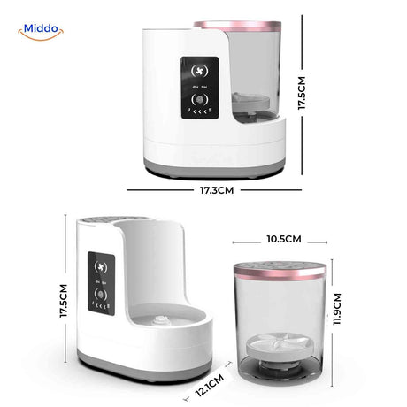 Compact slim-design electric brush cleaner with integrated digital display panel.