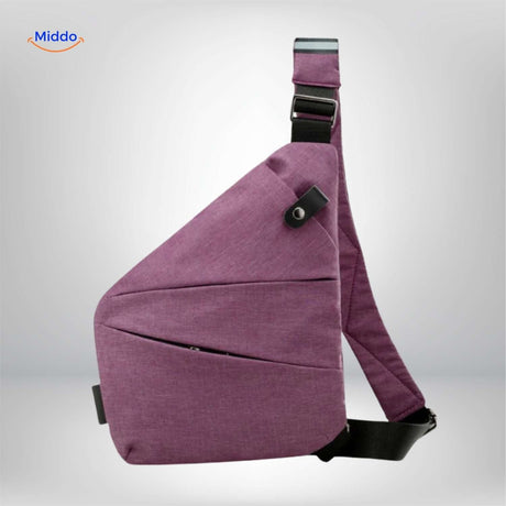 Compact adjustable purple crossbody bag stylish design.