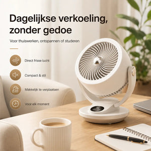 Compact fan delivers powerful performance in small space.