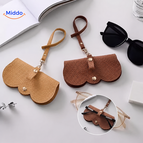 Premium slim leather glasses case showcasing quality construction and eyewear protection.