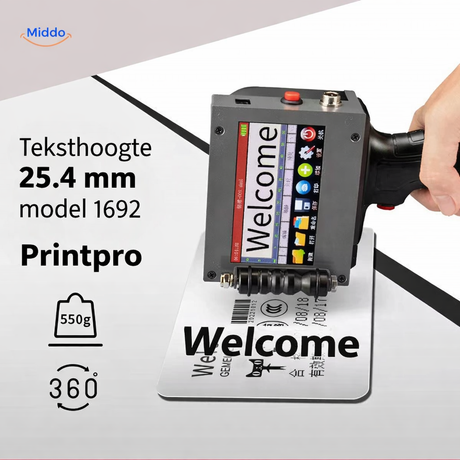 PrintPro Ink handheld inkjet coding printer applied in real workplace marking and packaging scenarios.