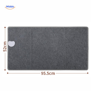 Compact foldable electric foot warmer with space-efficient design.