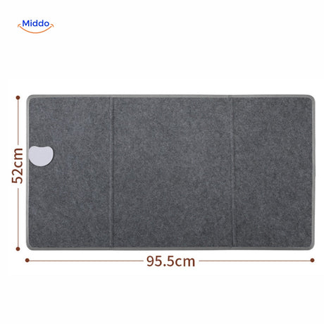 Compact foldable electric foot warmer with space-efficient design.